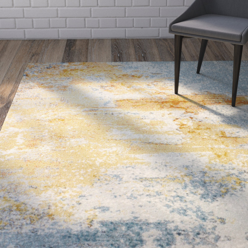 Wrought Studio Heilman Abstract Blue Area Rug & Reviews